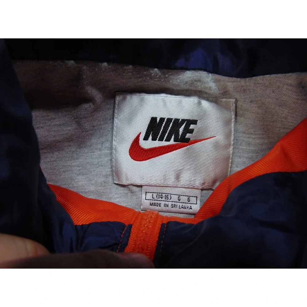 Nike Men's Windbreaker Jacket in Navy Blue and Orange